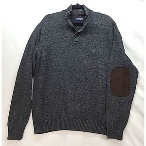 Chaps Mens Lg Cotton Pullover Sweater Elbow Patches Academic Preppy Old Money